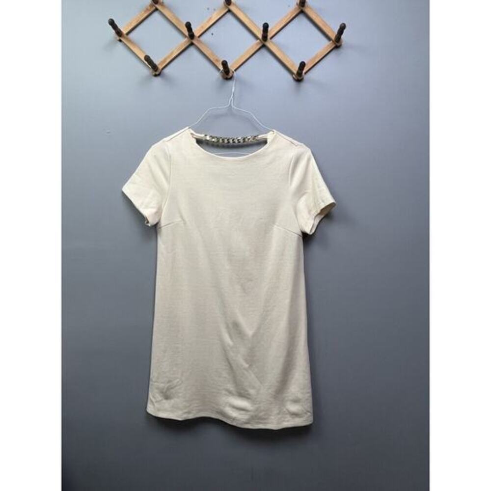 NWT Shein MOTF Beige Short Sleeve Gold Chain Detail Dress M NEW